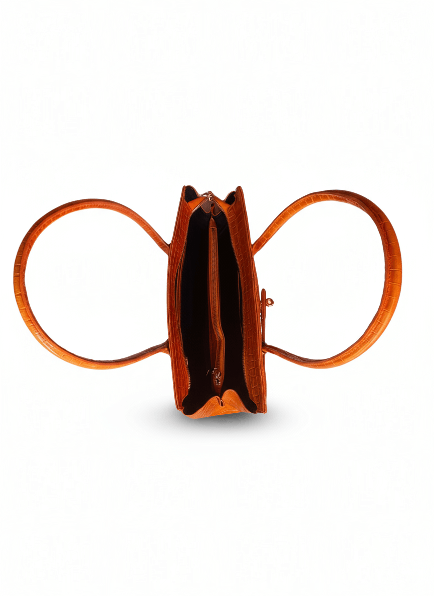 Elegant handmade Italian leather tote with RFID smart tag, blockchain-certified authenticity and customizable gemstone details